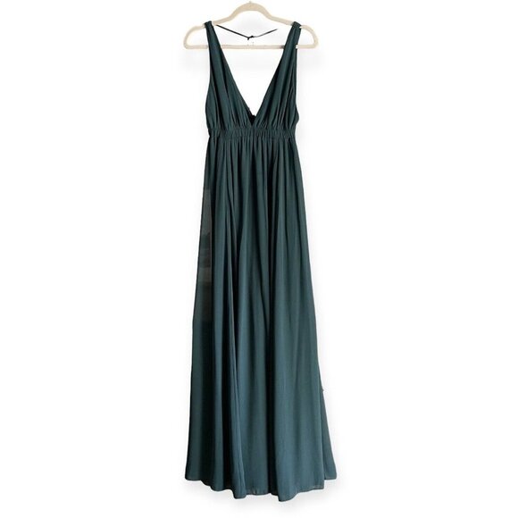 Show Me your Mumu Ava Maxi Dress Deep Jade Crisp - Picture 3 of 9